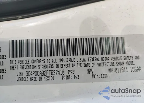 2015 Dodge Journey American Value Pkg from USA, damaged, VIN 3C4PDCAB2FT637410